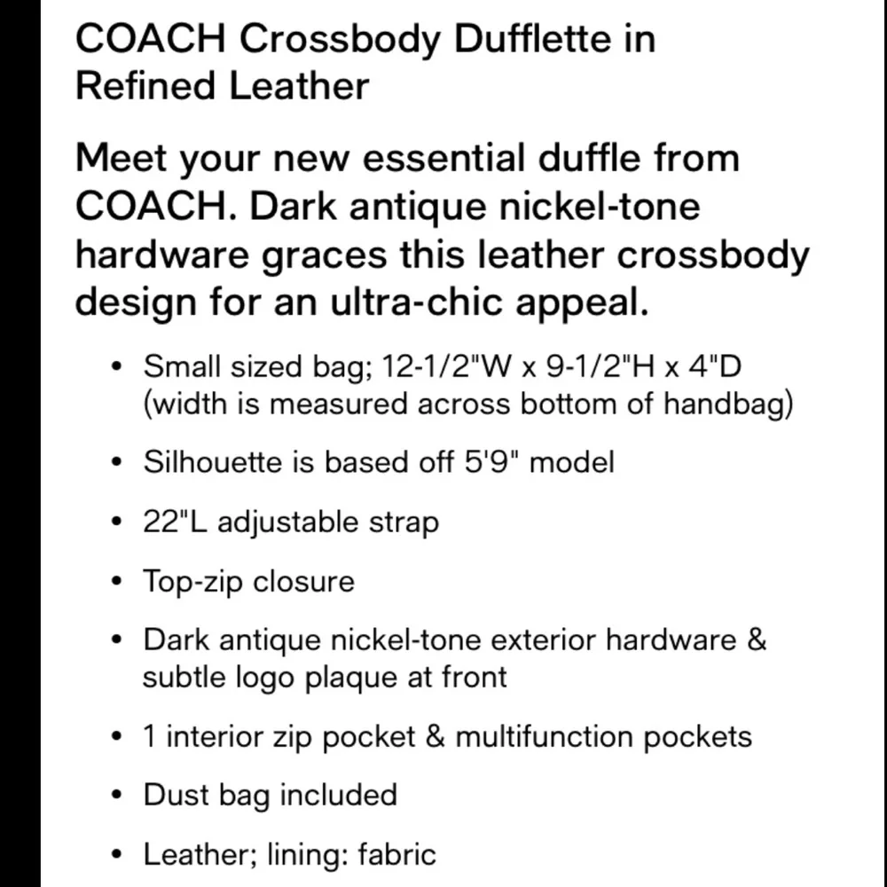 COACH Crossbody Dufflette in Refined Leather - Picture 5 of 14